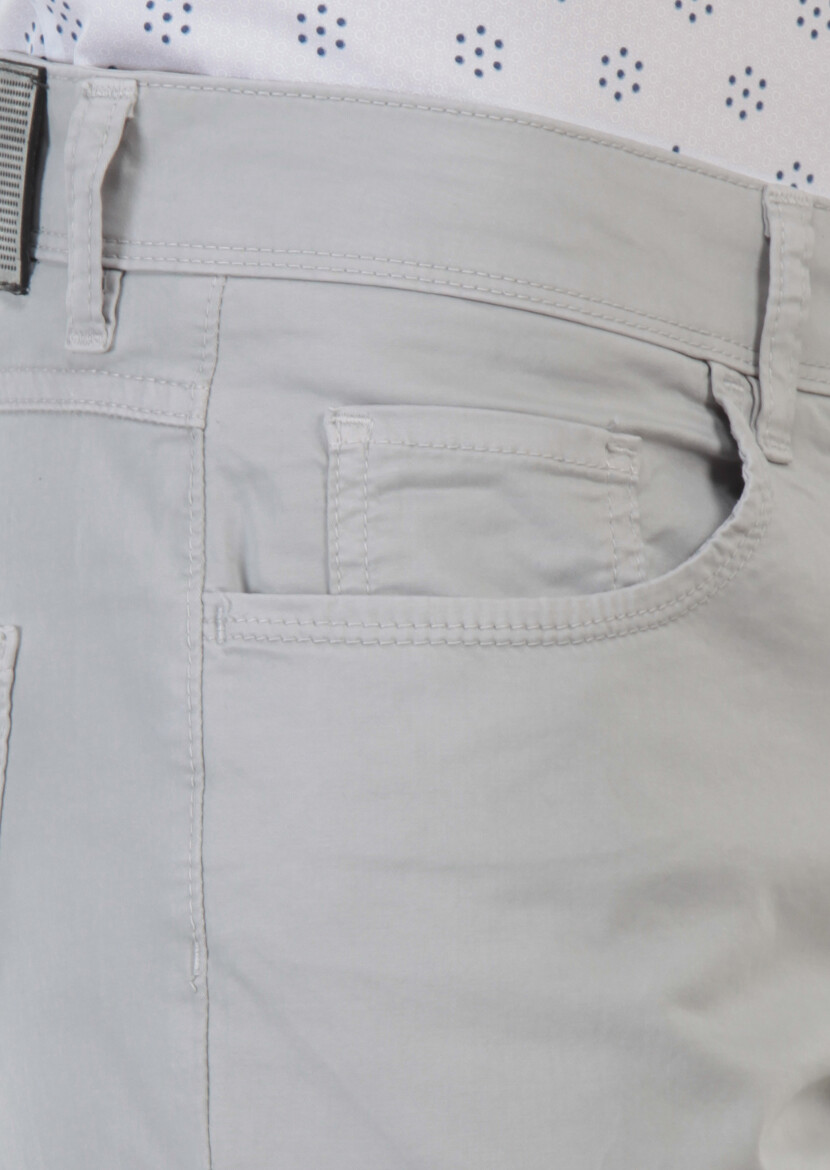 Grey Weaving Slim Fit Casual Cotton Blended Trousers - 5