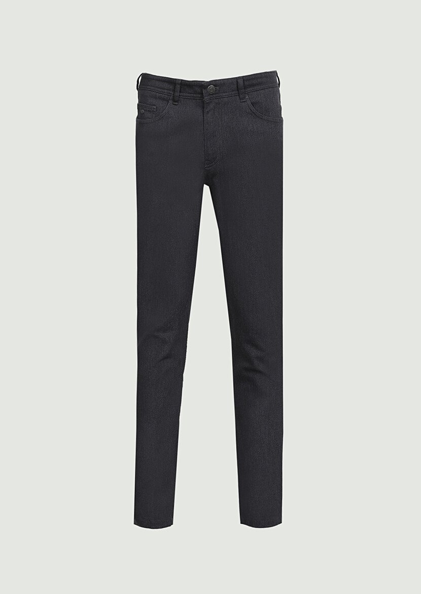 Grey Weaving Slim Fit Casual Cotton Blended Trousers - 6