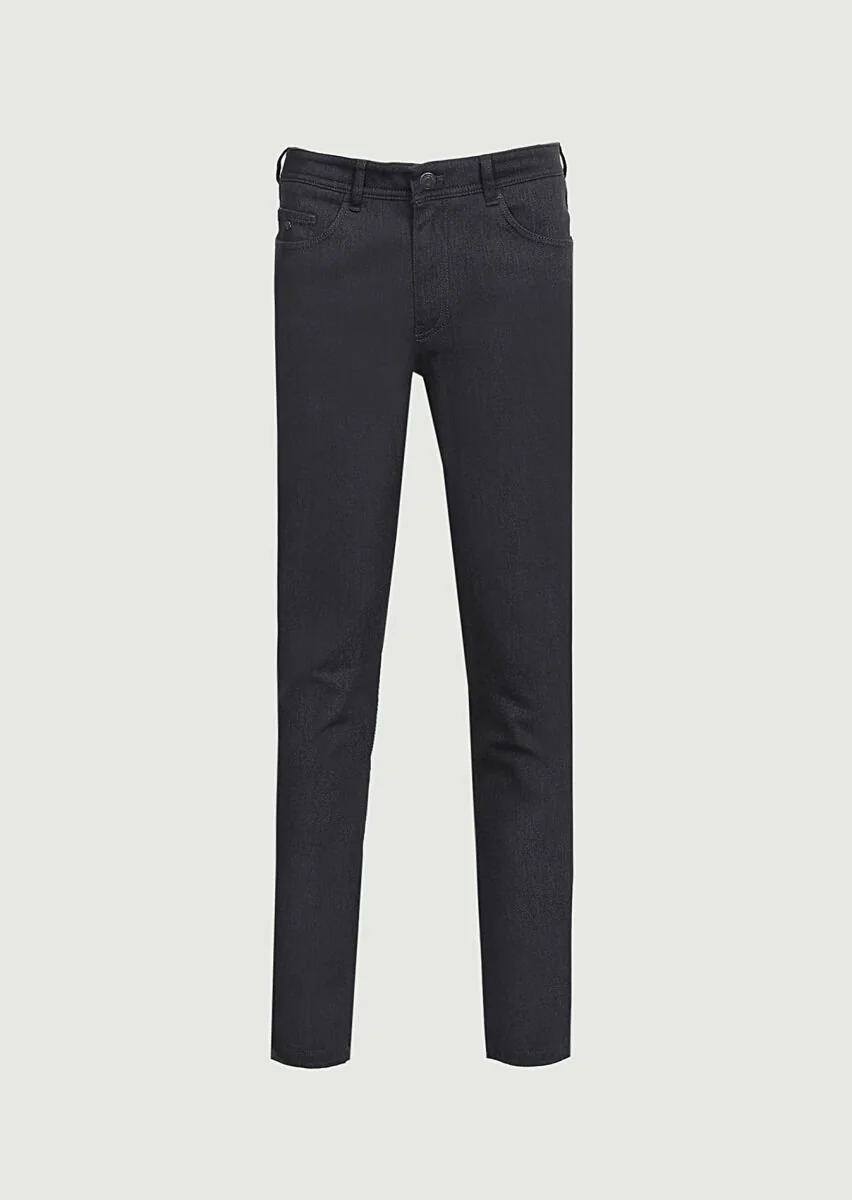 Grey Weaving Slim Fit Casual Cotton Blended Trousers - 6