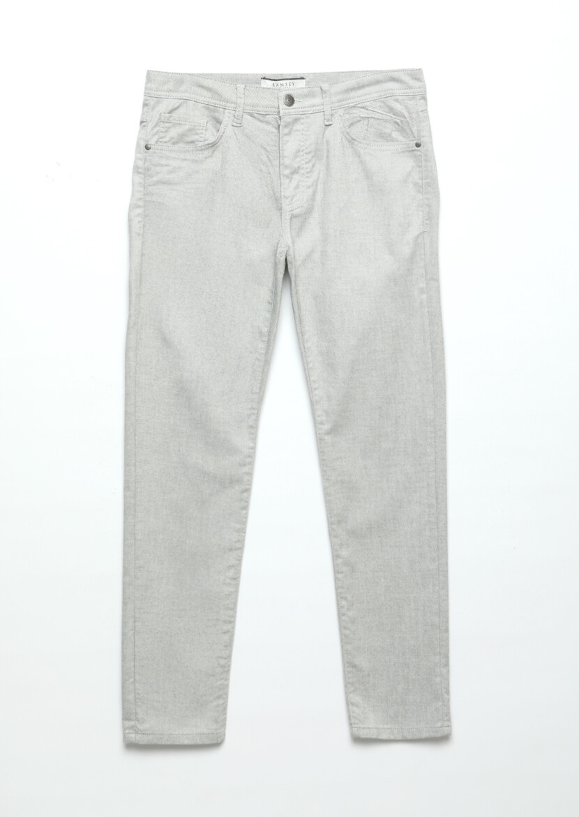 Grey Weaving Slim Fit Casual Cotton Blended Trousers - 7