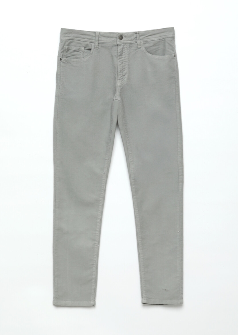 Grey Weaving Slim Fit Casual Cotton Blended Trousers - 7