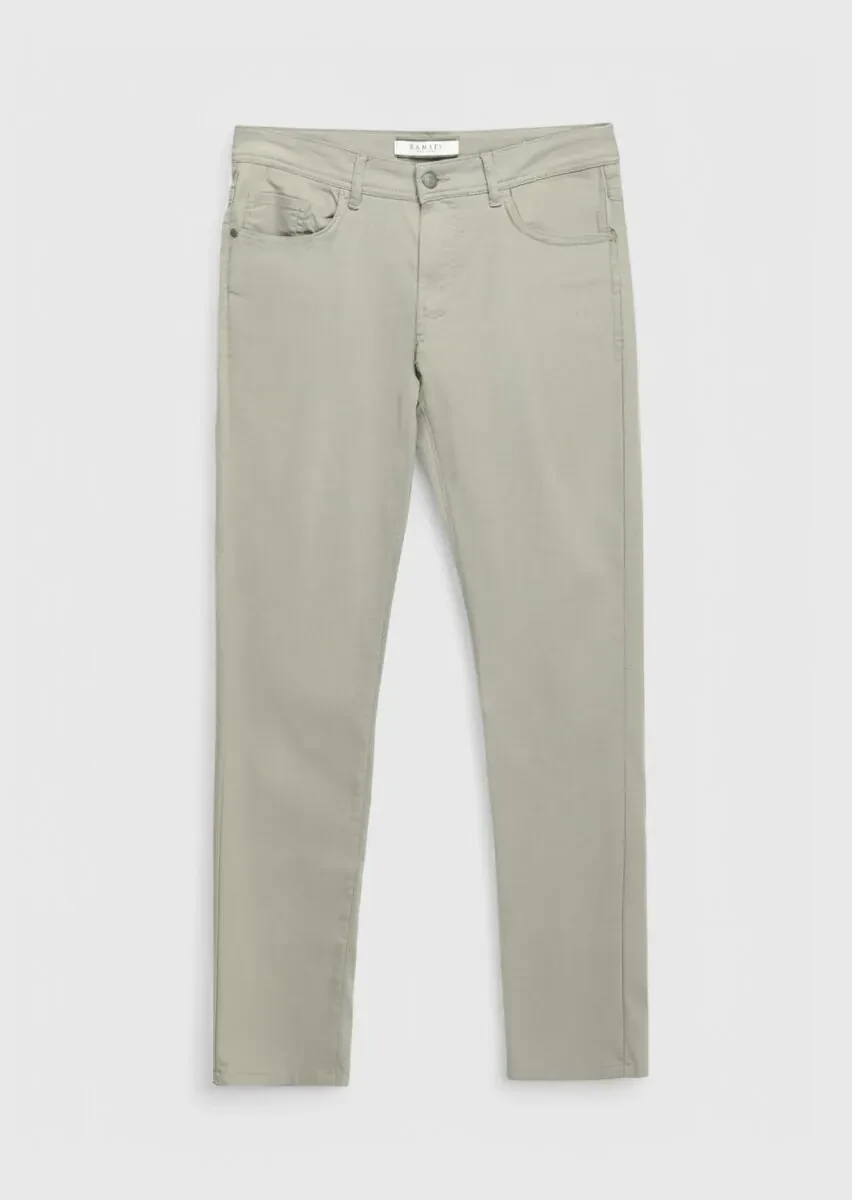 Grey Weaving Slim Fit Casual Cotton Blended Trousers - 6