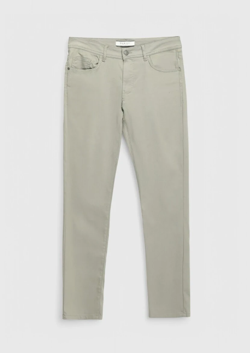 Grey Weaving Slim Fit Casual Cotton Blended Trousers - 6