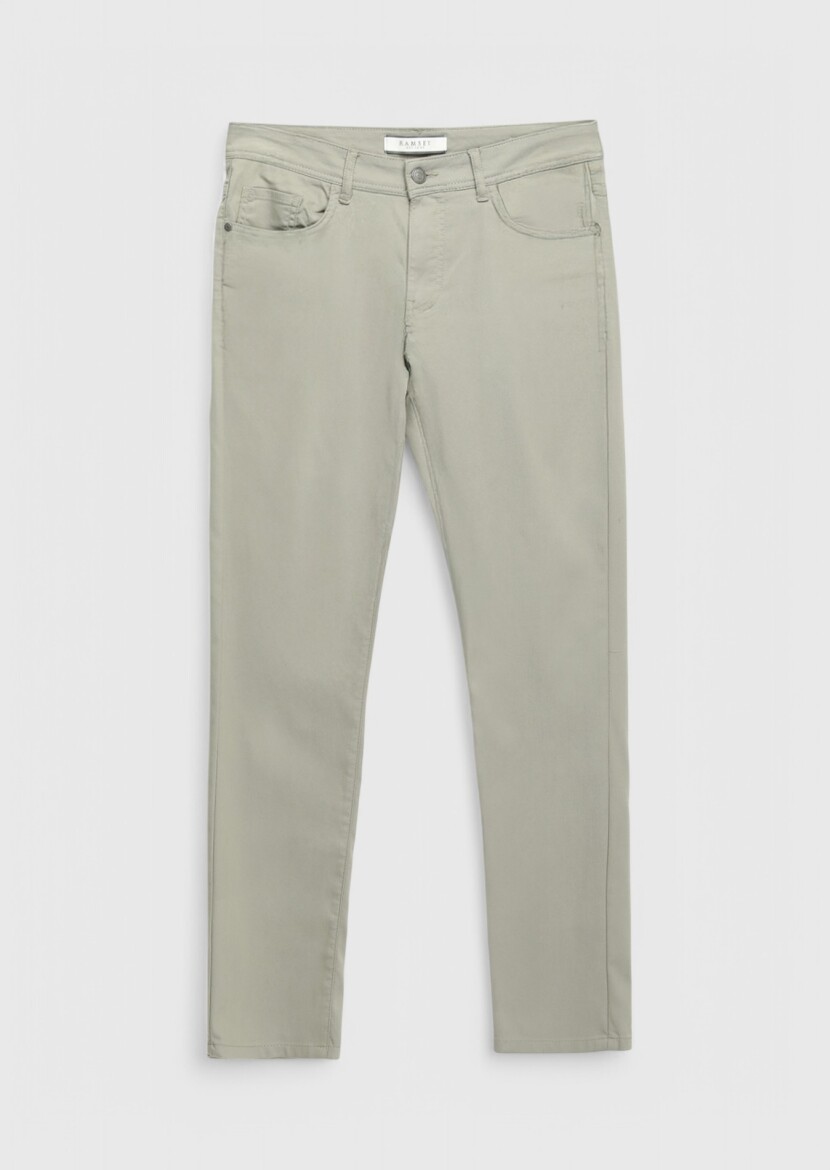Grey Weaving Slim Fit Casual Cotton Blended Trousers - 6