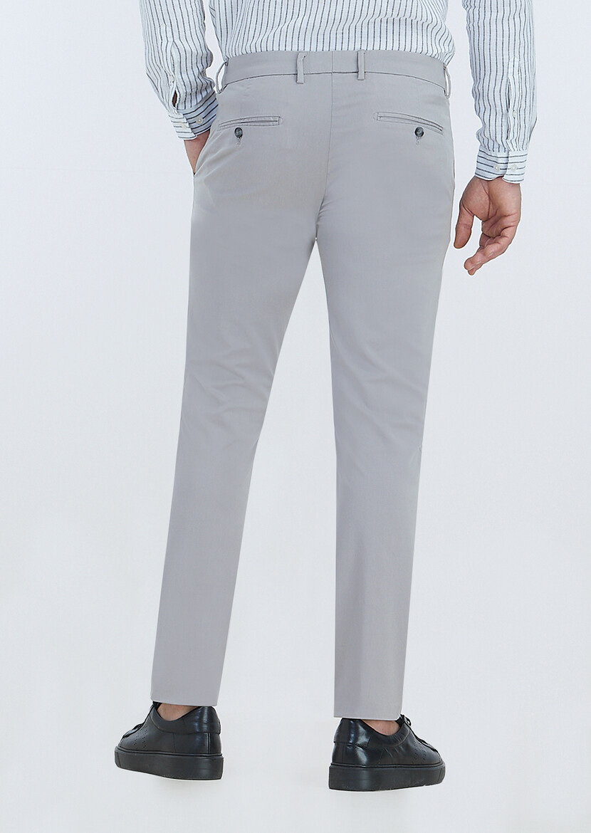 Grey Weaving Slim Fit Casual Trousers - 5