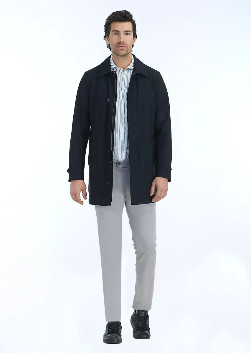 Grey Weaving Slim Fit Casual Trousers - 3