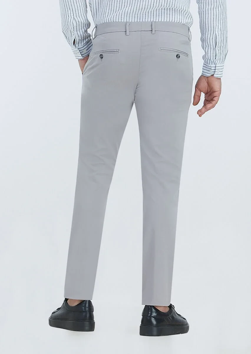 Grey Weaving Slim Fit Casual Trousers - 5