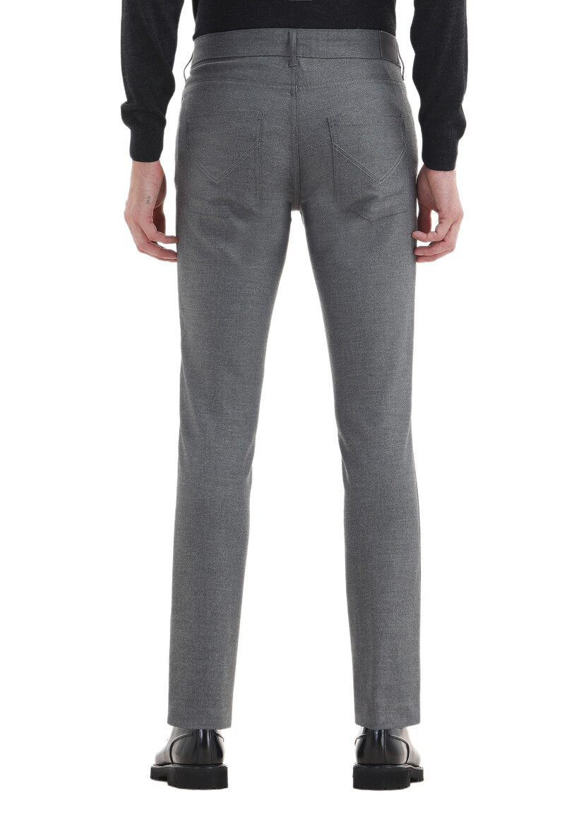 Grey Weaving Slim Fit Casual Trousers - 4