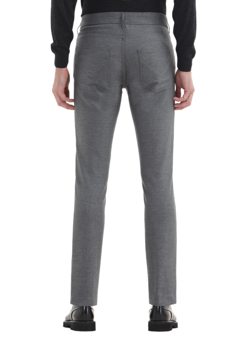 Grey Weaving Slim Fit Casual Trousers - 4