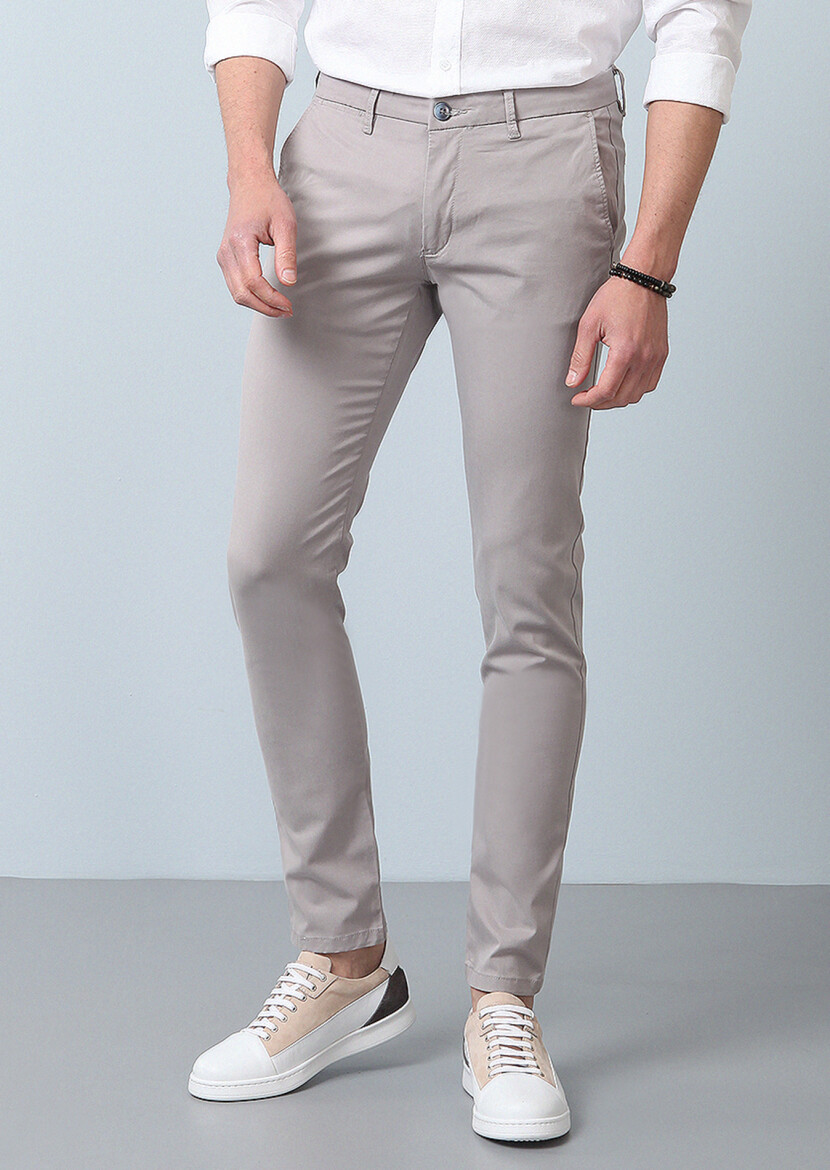 Grey Weaving Slim Fit Smart Casual Trousers 