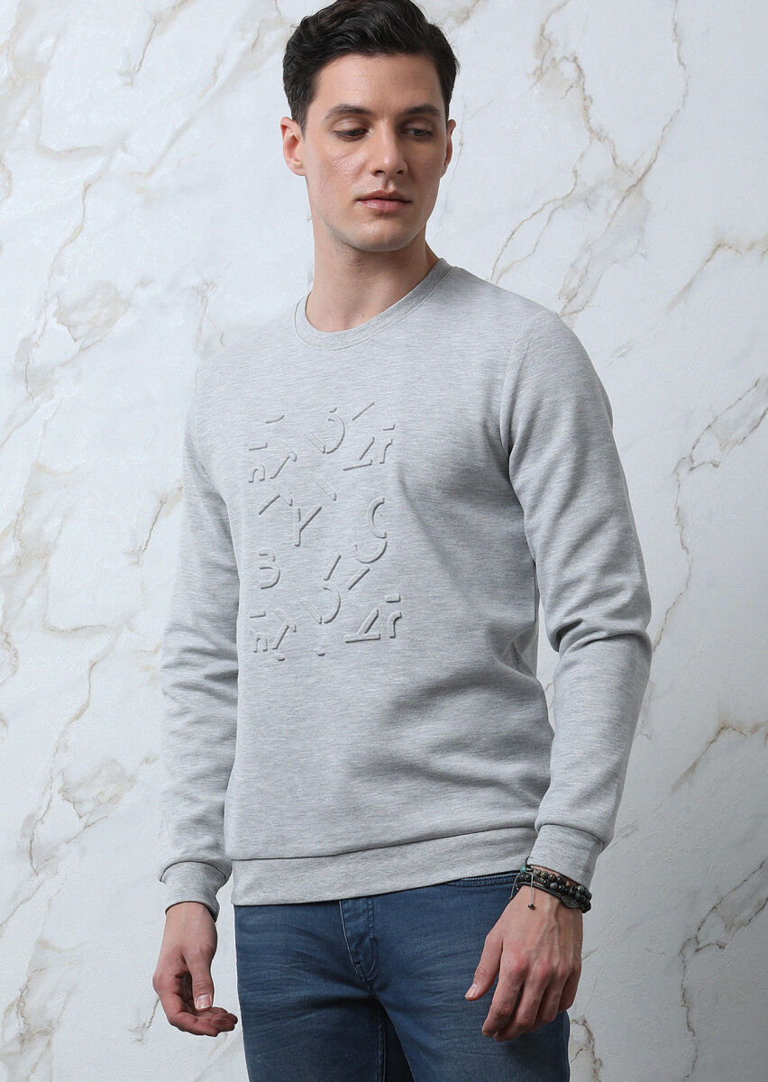 Gri Baskılı Sweatshırt - 2