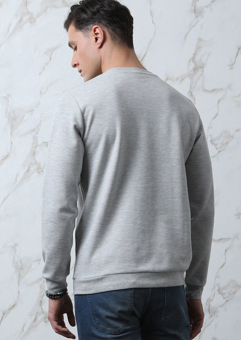 Gri Baskılı Sweatshırt - 5