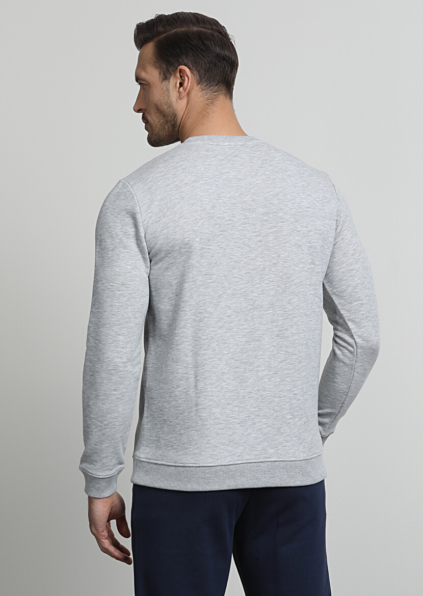 Gri Baskılı Sweatshırt - 4