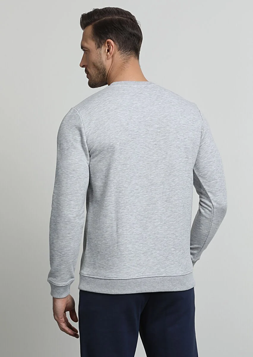Gri Baskılı Sweatshırt - 4