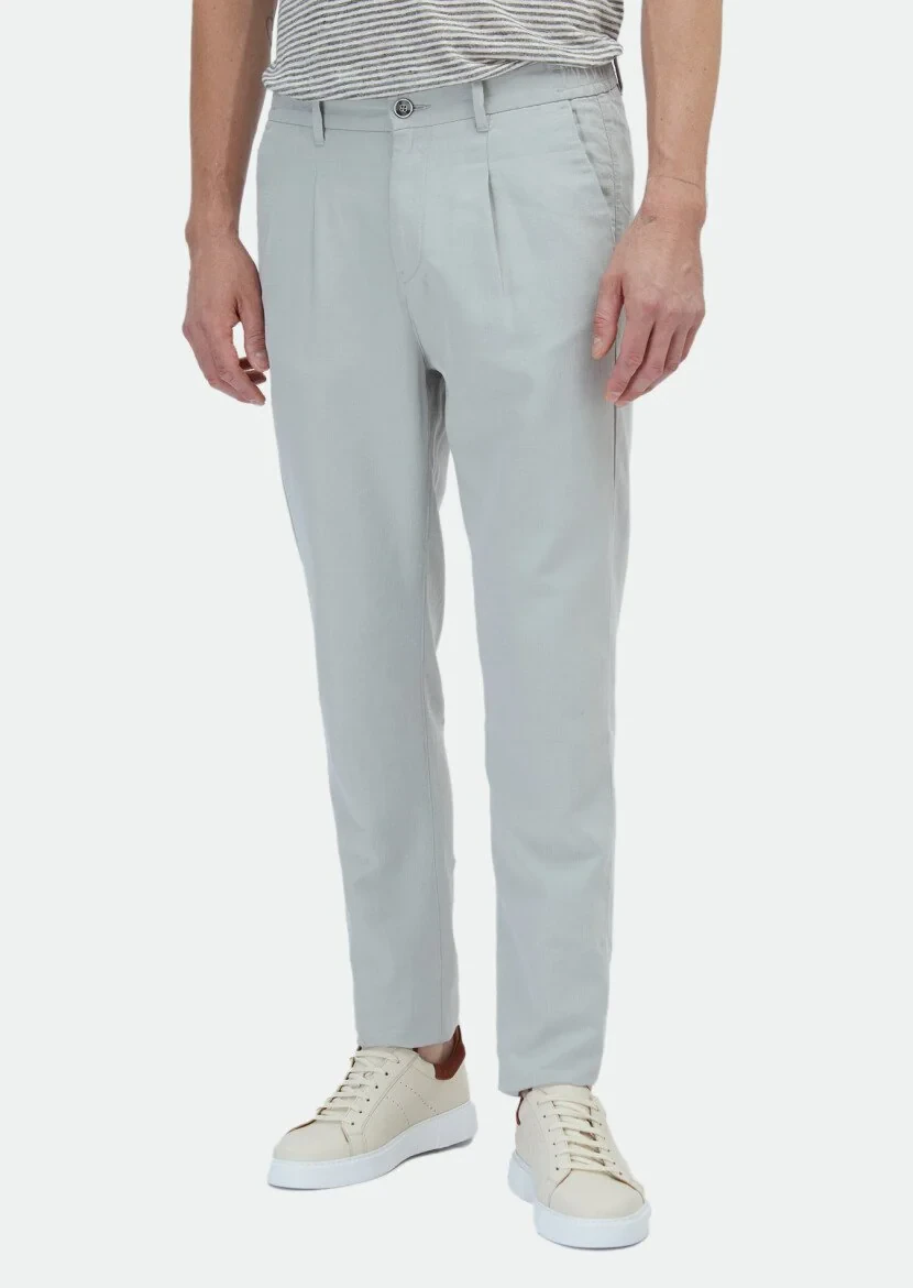 Gri Desenli Dokuma Jogging Fit Casual Pamuk Karışımlı Pantolon 