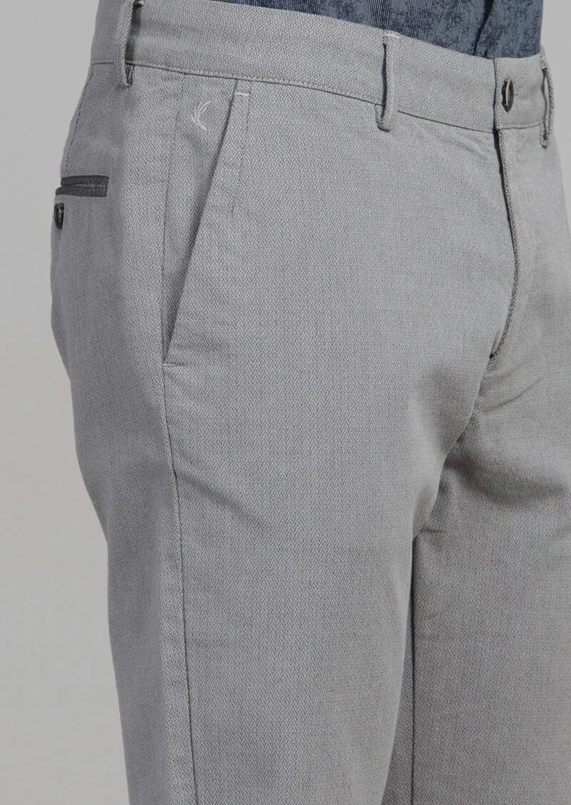 Gri Desenli Dokuma Regular Fit Casual Pamuk Karışımlı Pantolon - 4