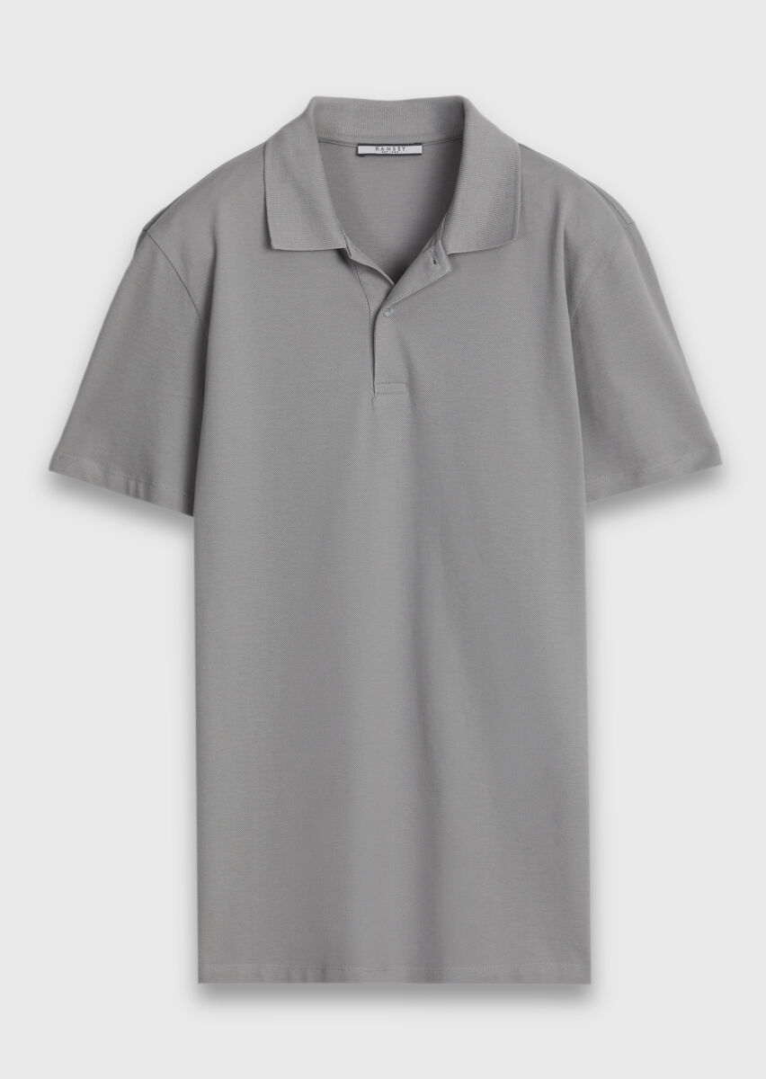 Gri Düz %100 Pamuk T-Shirt - 6