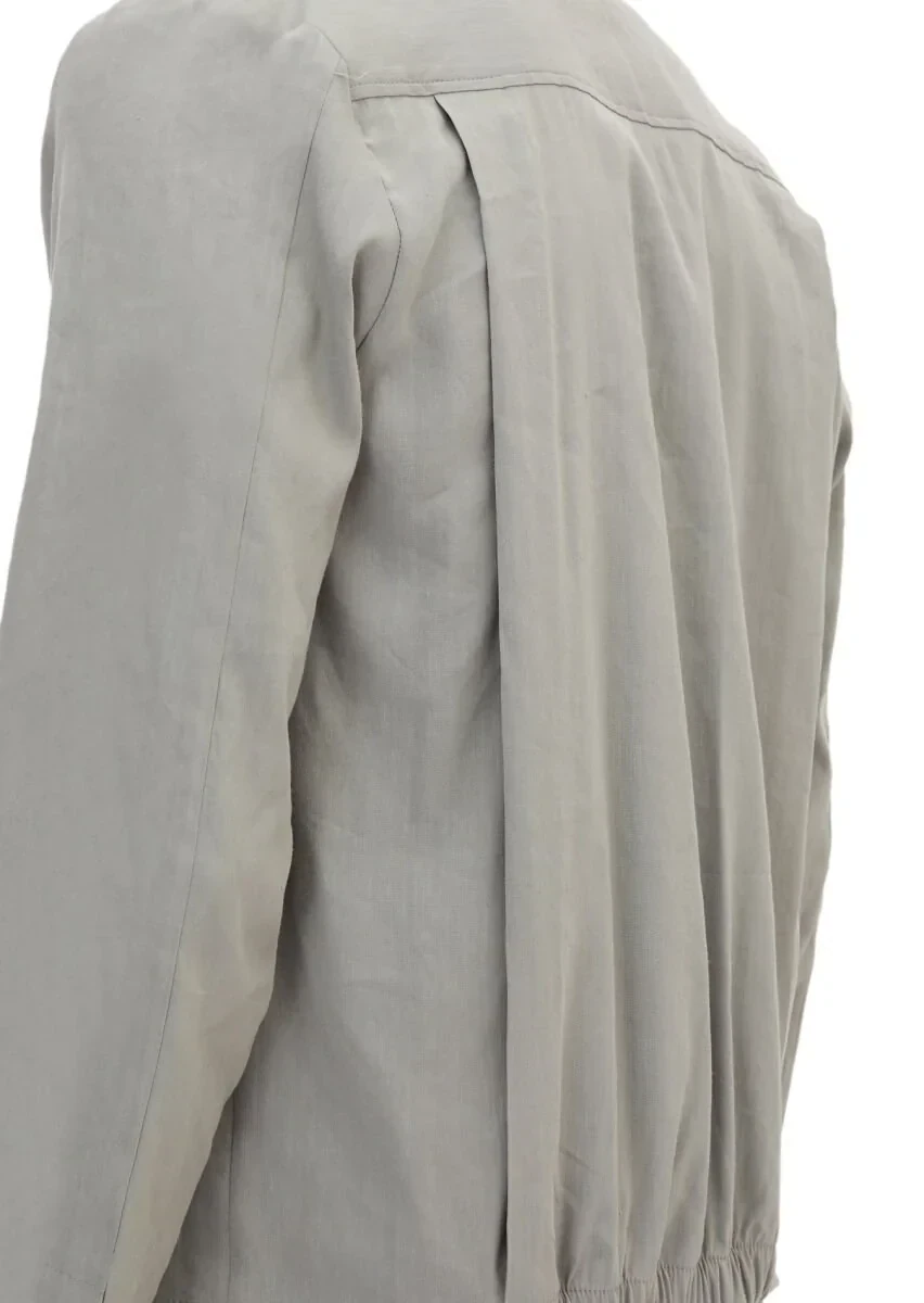 Gri Düz Casual Fit Keten Karışımlı Takım Elbise - 6