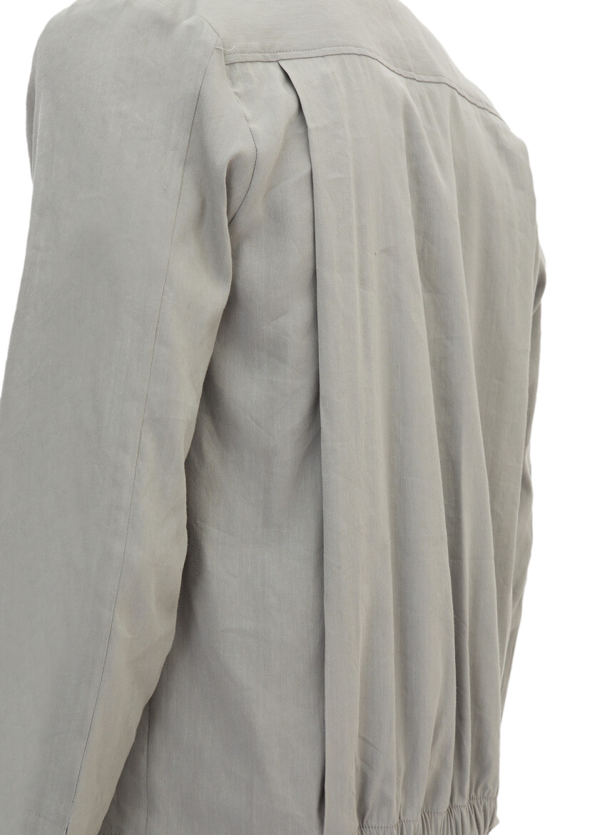 Gri Düz Casual Fit Keten Karışımlı Takım Elbise - 6