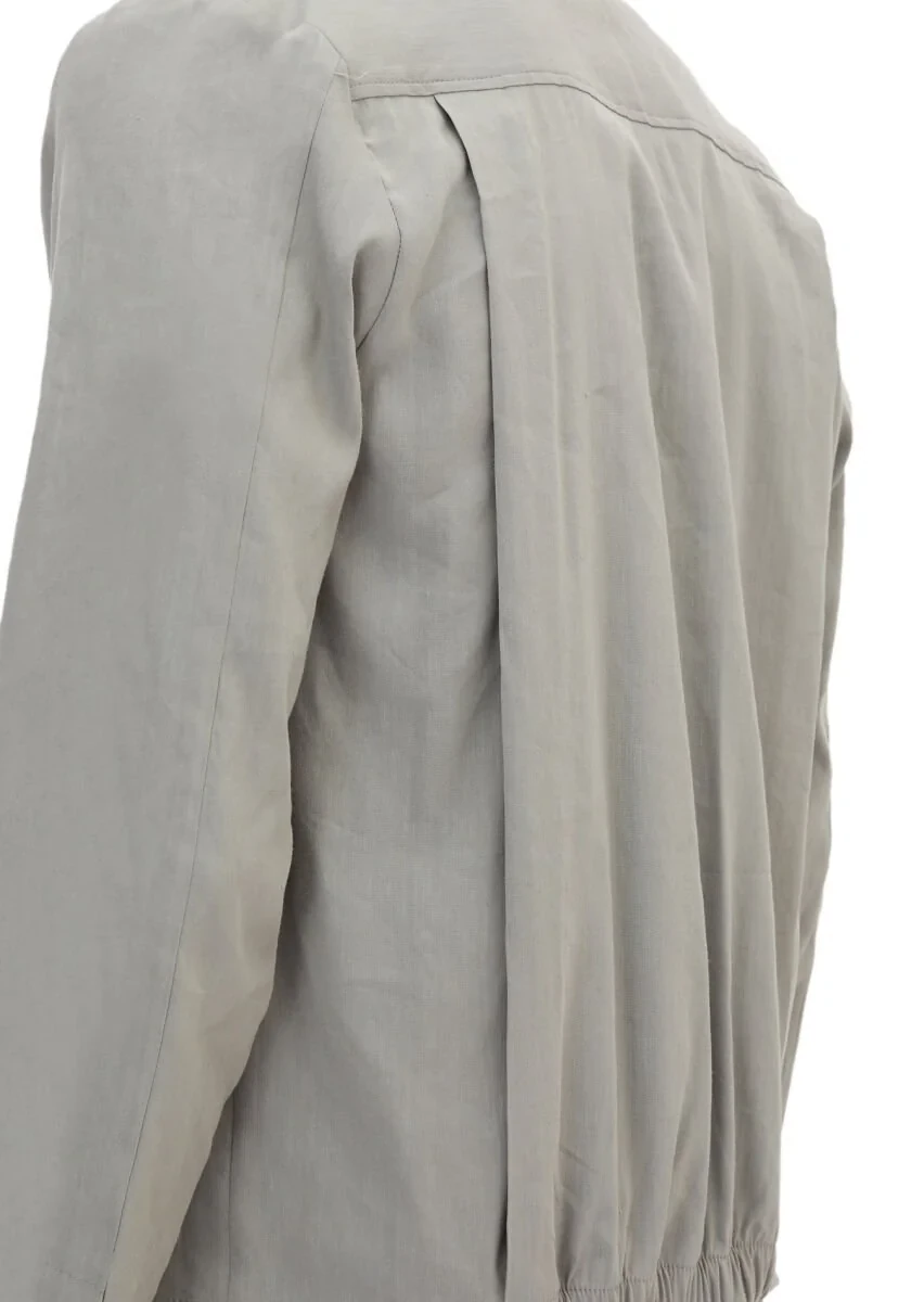 Gri Düz Casual Fit Keten Karışımlı Takım Elbise - 6