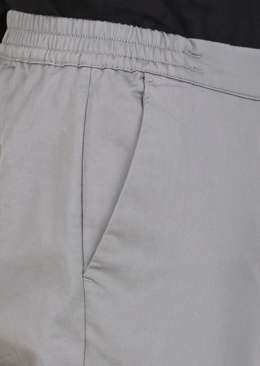 Gri Düz Dokuma Jogging Fit Casual Pamuk Karışımlı Pantolon - 4
