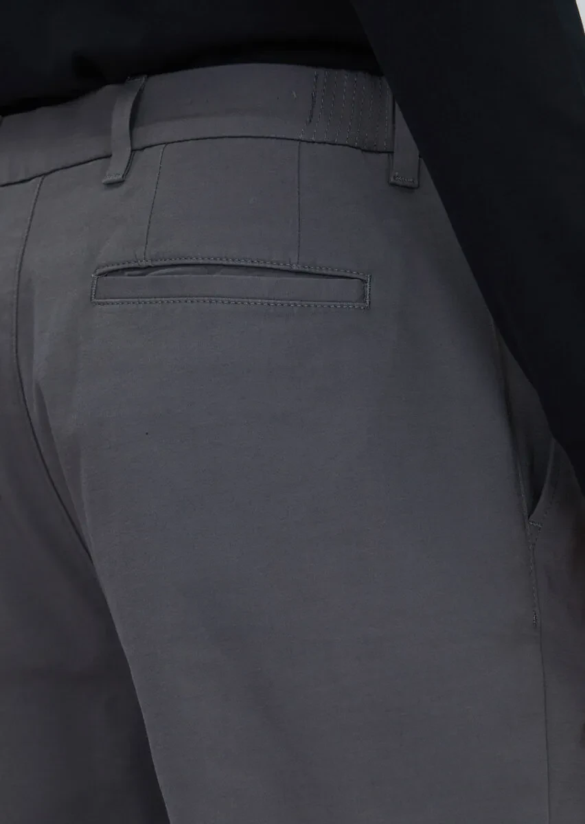 Gri Düz Dokuma Jogging Fit Casual Pamuk Karışımlı Pantolon - 4