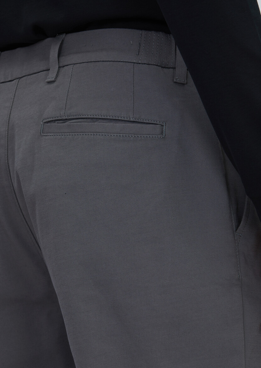 Gri Düz Dokuma Jogging Fit Casual Pamuk Karışımlı Pantolon - 4