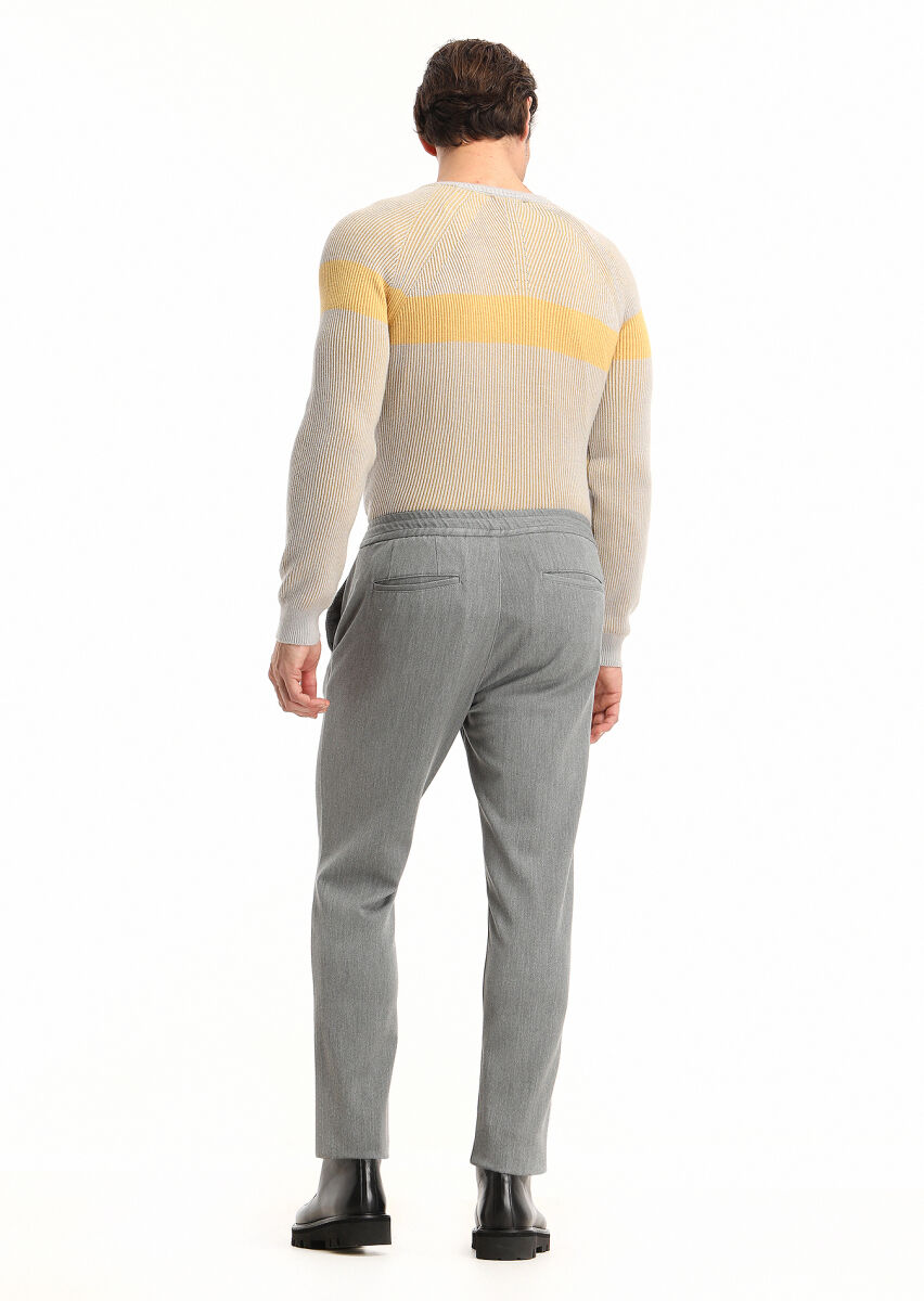 Gri Düz Dokuma Jogging Fit Casual Pantolon - 3