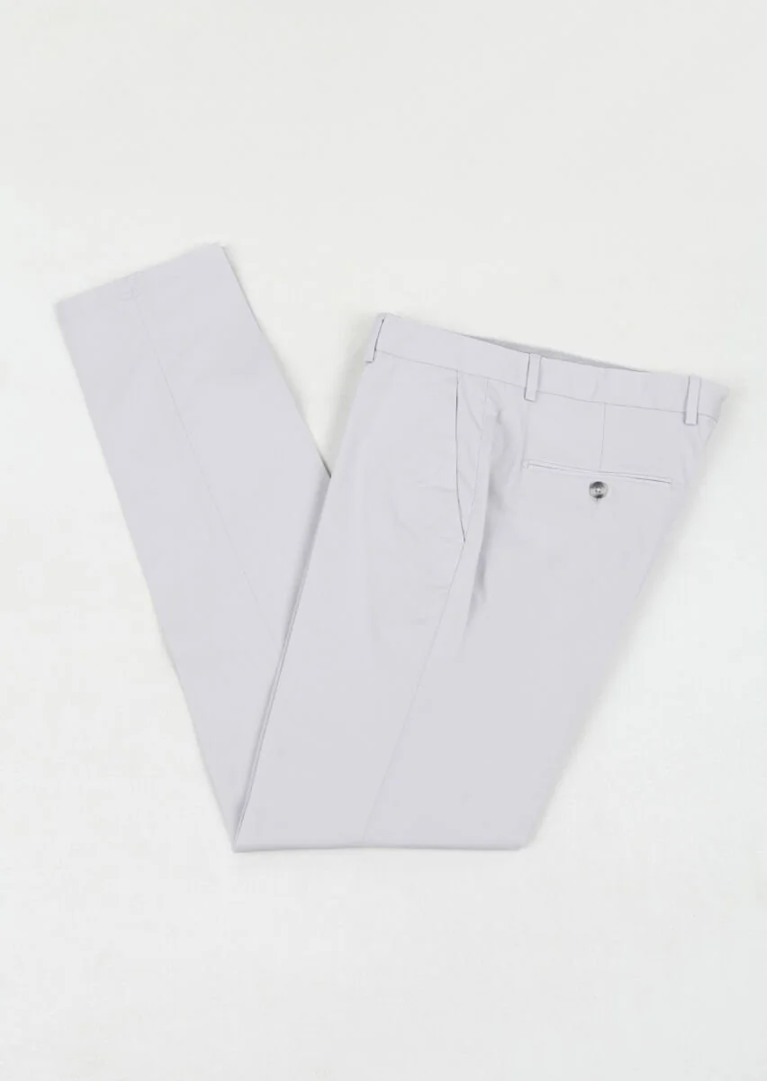 Gri Düz Dokuma Regular Fit Casual %100 Pamuk Pantolon - 1