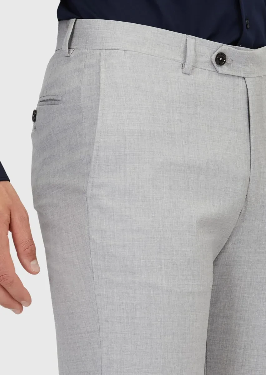 Gri Düz Dokuma Regular Fit Klasik %100 Yün Pantolon - 3