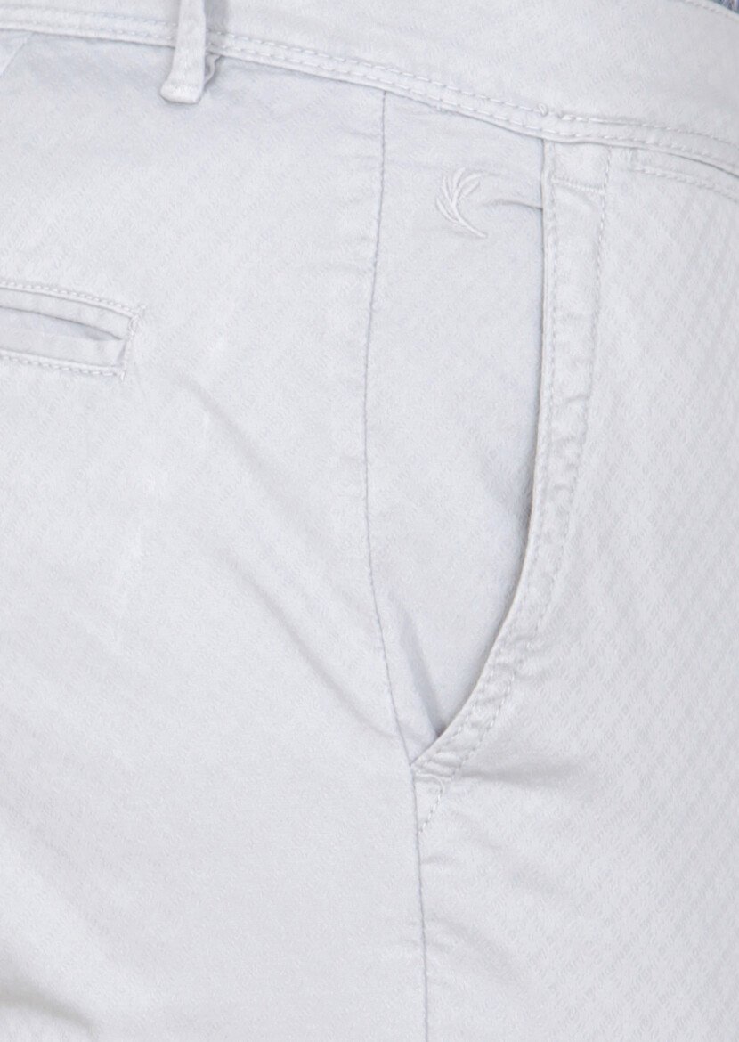 Gri Düz Dokuma Slim Fit Casual Pamuk Karışımlı Pantolon - 3
