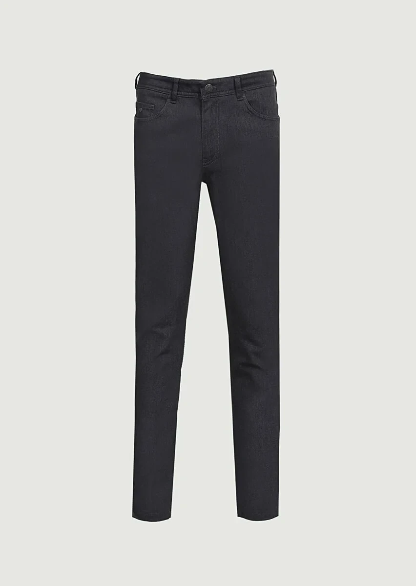 Gri Düz Dokuma Slim Fit Casual Pamuk Karışımlı Pantolon - 6