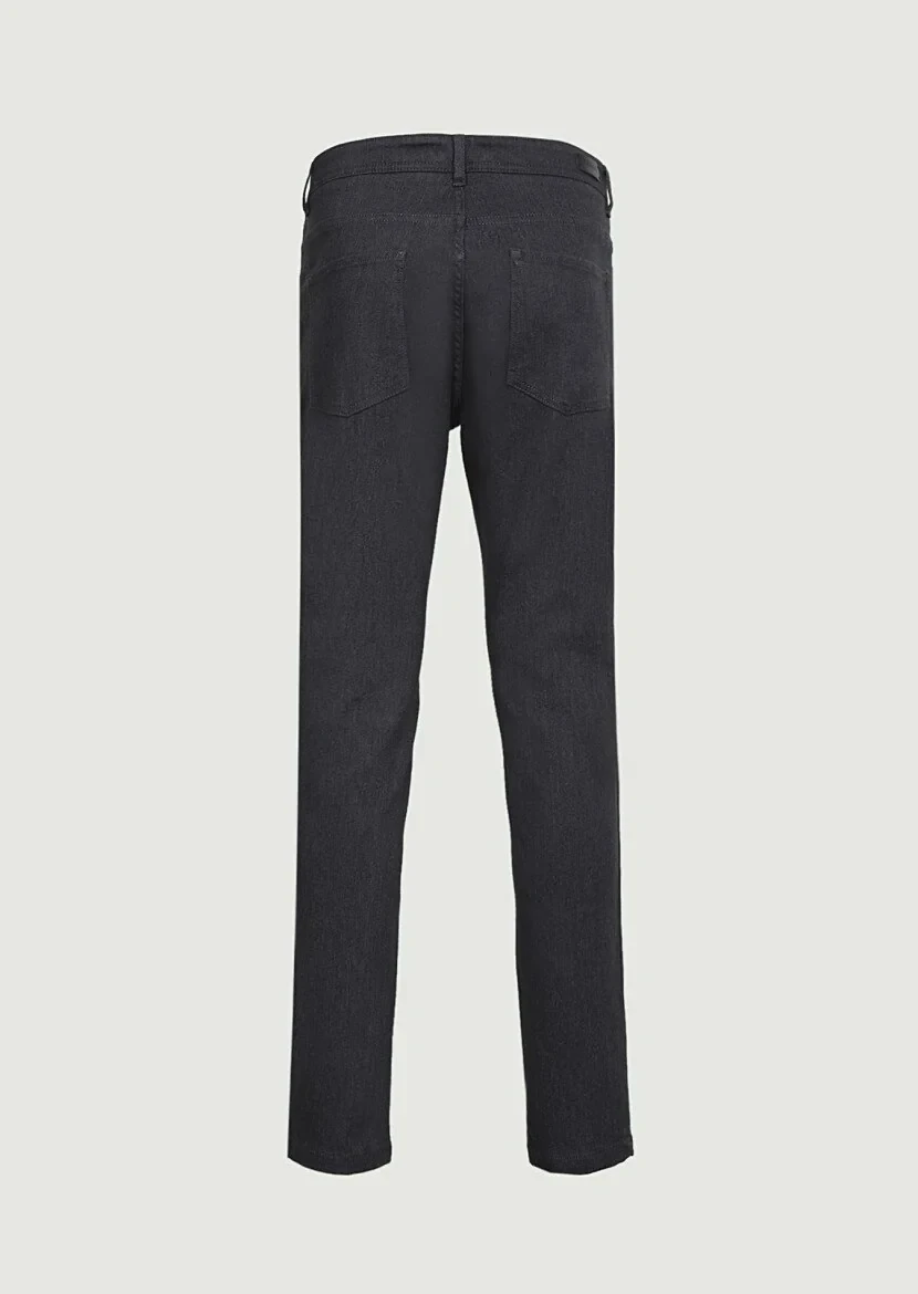Gri Düz Dokuma Slim Fit Casual Pamuk Karışımlı Pantolon - 7