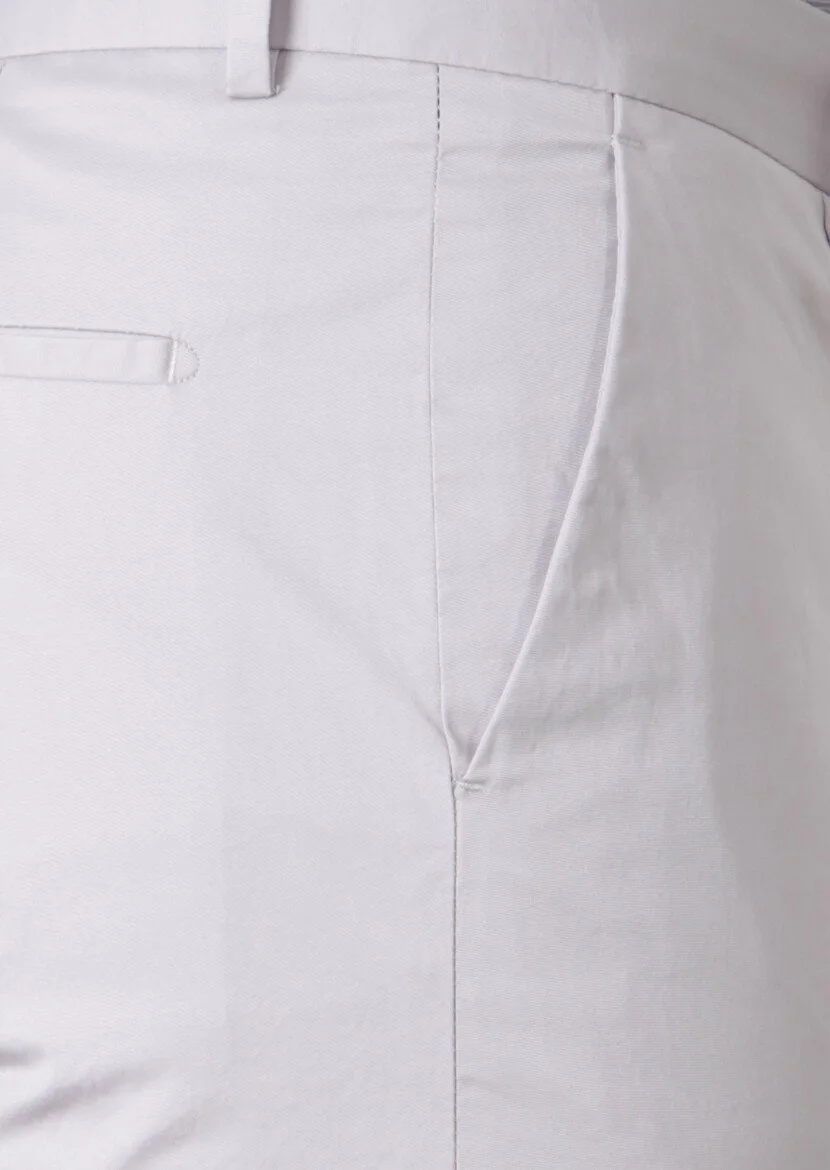 Gri Düz Kumaş Modern Fit Klasik Pamuk Karışımlı Pantolon - 3
