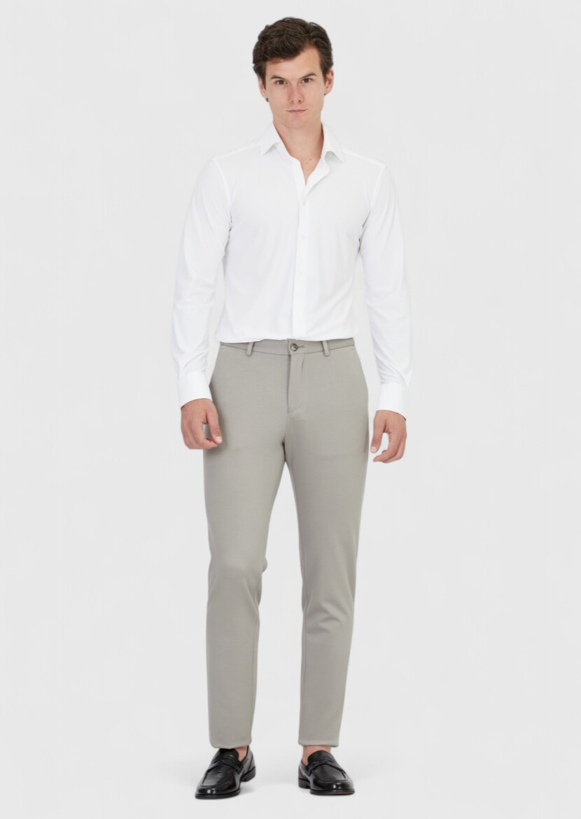 Gri Düz Örme Jogging Fit Casual Pantolon - 1