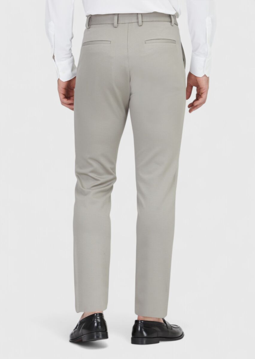 Gri Düz Örme Jogging Fit Casual Pantolon - 4