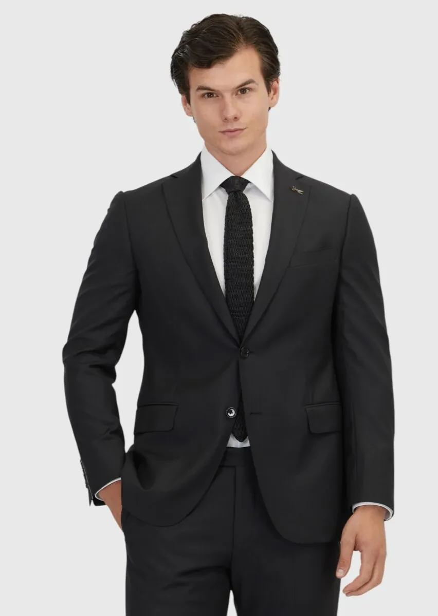 Gri Düz Regular Fit %100 Yün Takım Elbise - 1