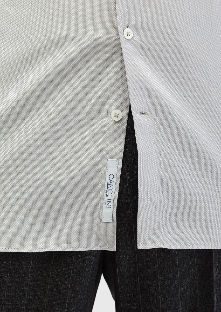 Gri Düz Regular Fit Uzun Dokuma Klasik %100 Pamuk Gömlek - 5