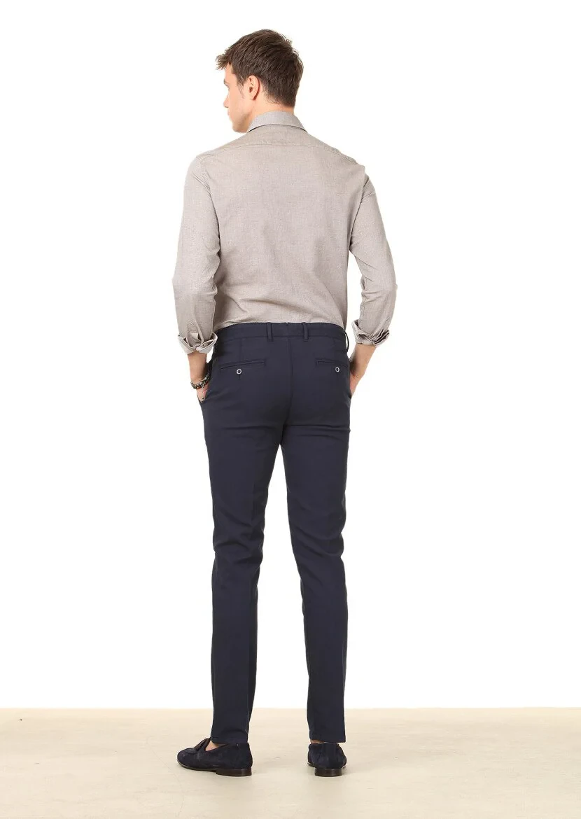 Gri Düz Slim Fit Dokuma Casual %100 Pamuk Gömlek - 4