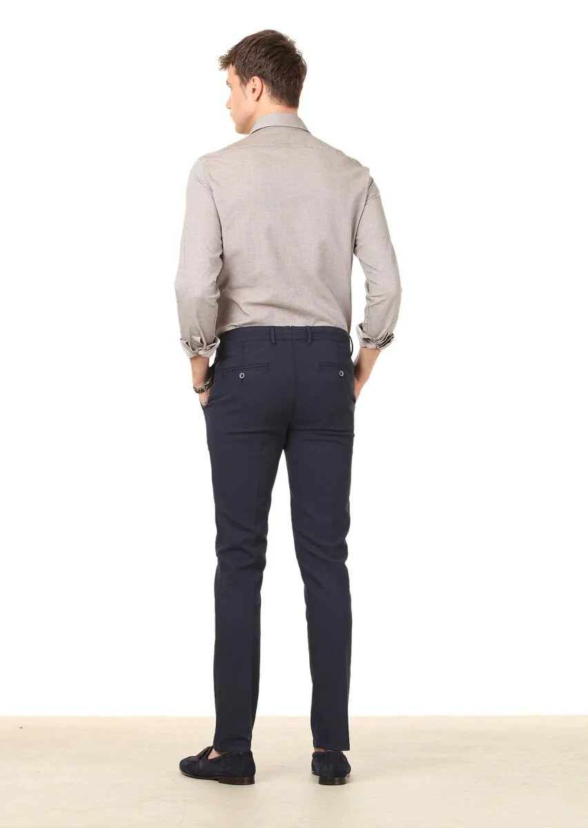 Gri Düz Slim Fit Dokuma Casual %100 Pamuk Gömlek - 4