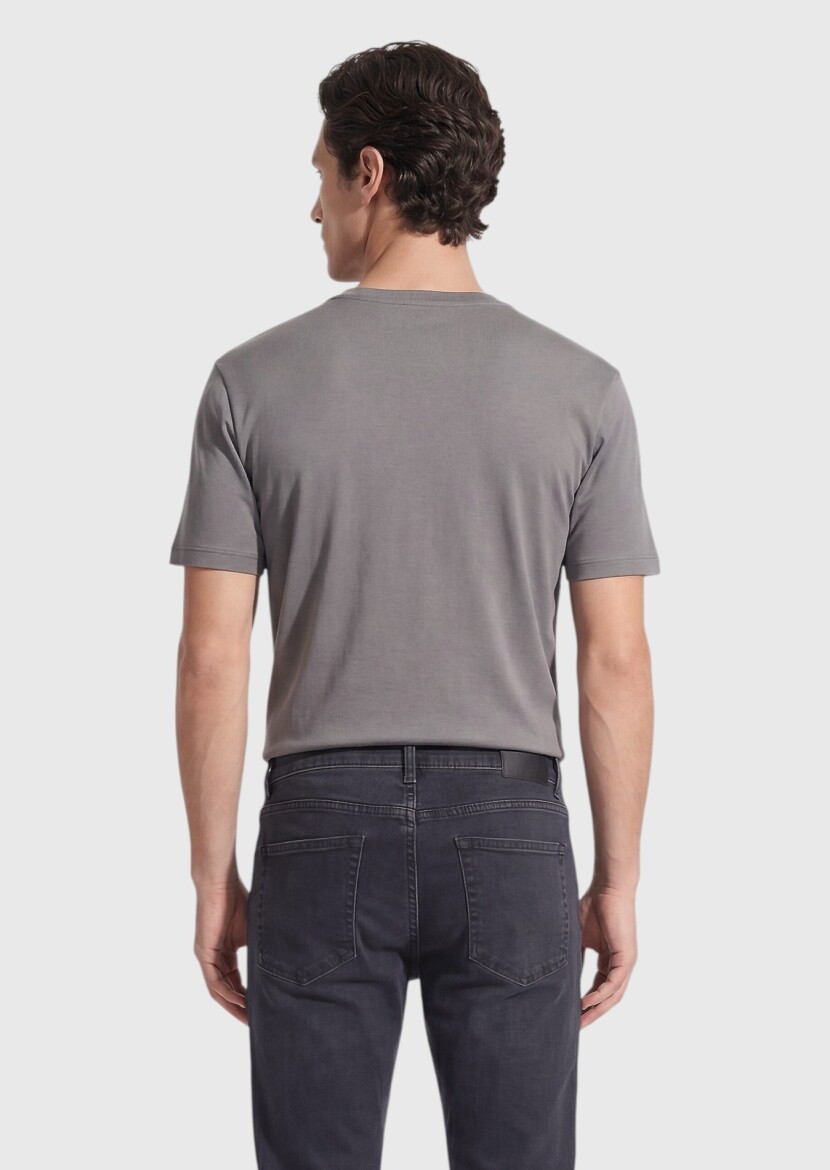 Gri Düz T-Shirt - 5