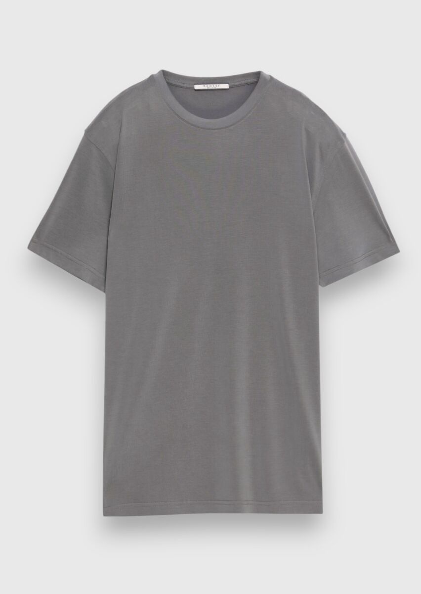 Gri Düz T-Shirt - 6