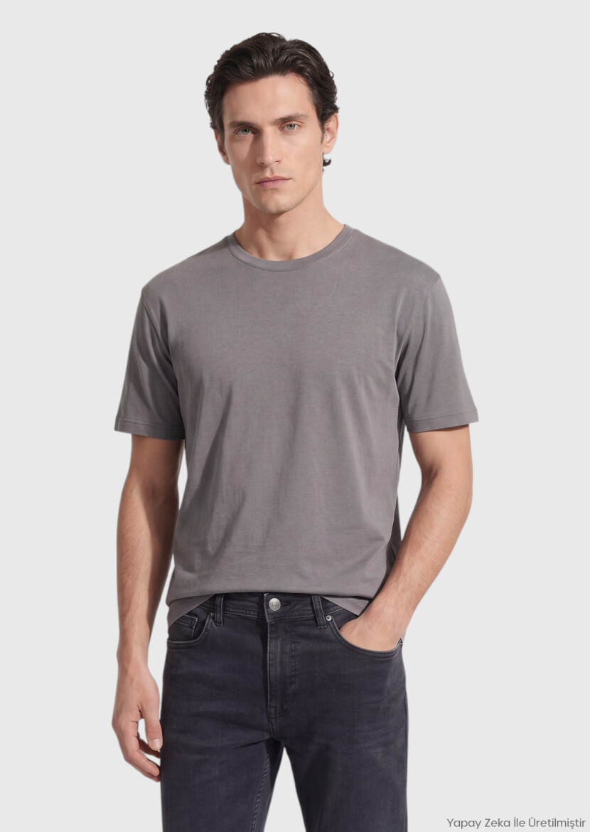 Gri Düz T-Shirt 