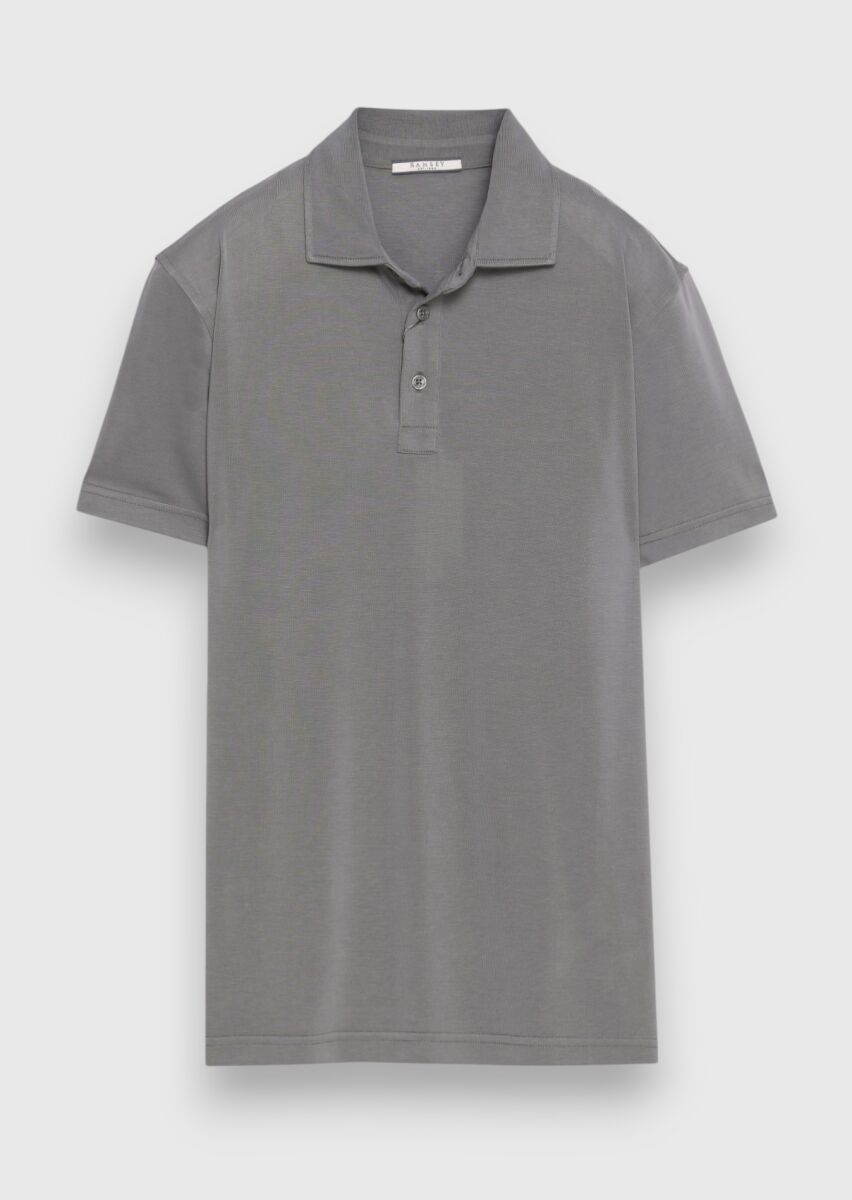 Gri Düz T-Shirt - 5