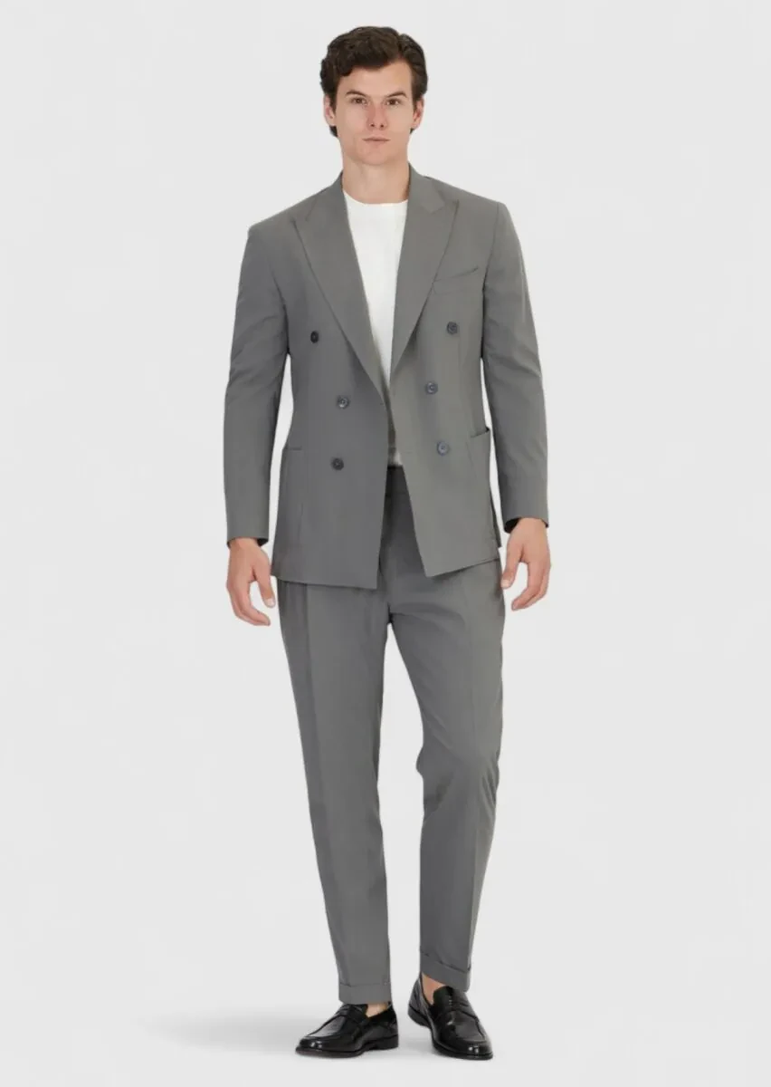 Gri Düz Zeroweight Slim Fit Takım Elbise - 2