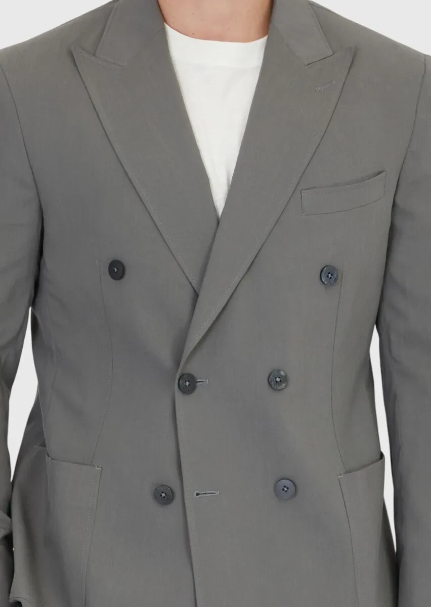 Gri Düz Zeroweight Slim Fit Takım Elbise - 5
