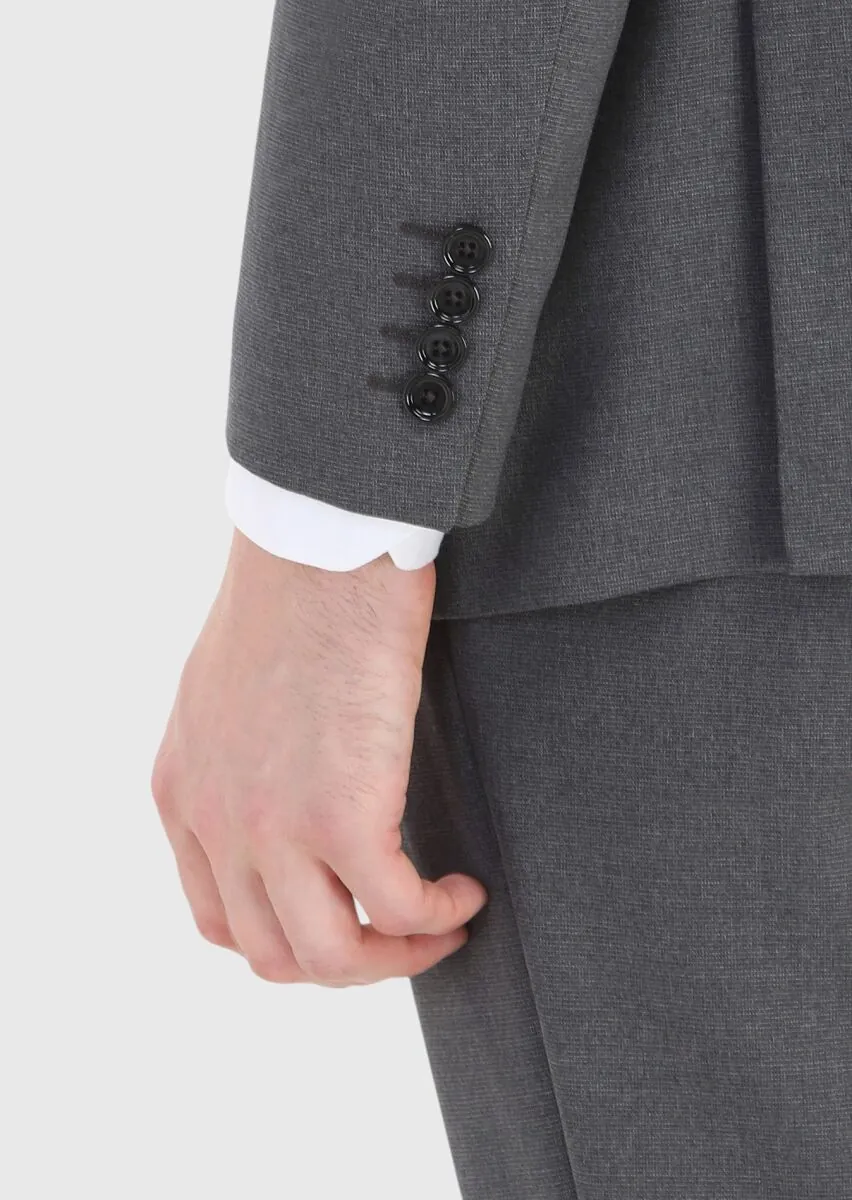 Gri Mikro Regular Fit %100 Yün Takım Elbise - 5