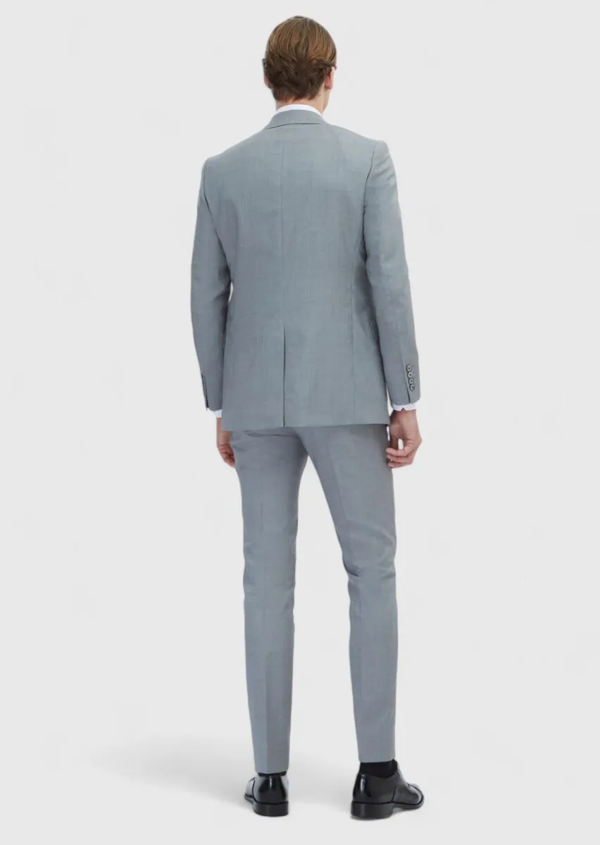 Gri Mikro Thin&taller Slim Fit %100 Yün Takım Elbise - 5