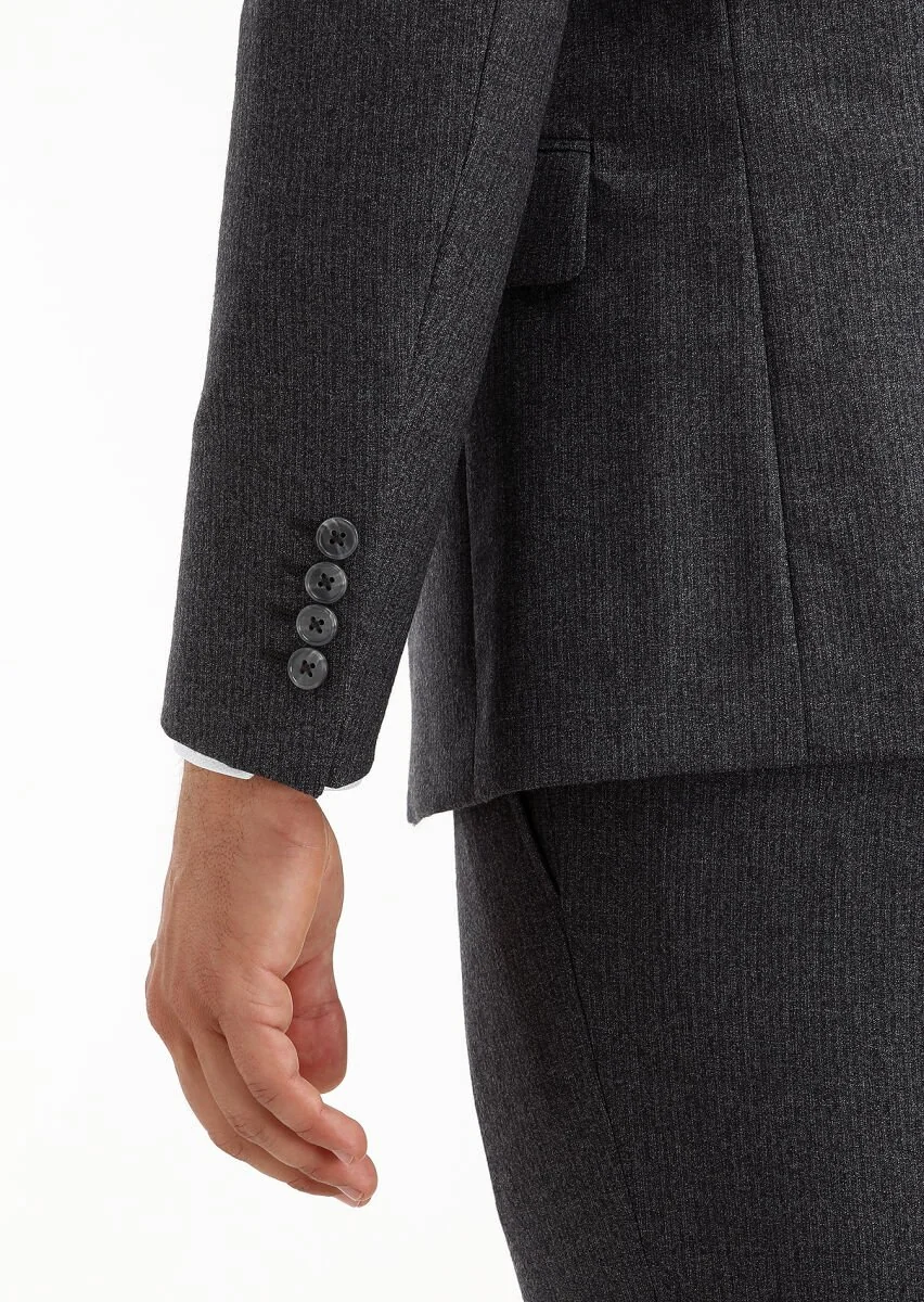 Gri Mikro Zeroweight Slim Fit %100 Yün Takım Elbise - 4