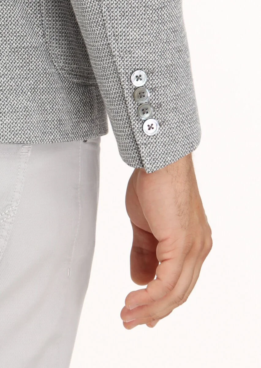 Gri Mikro Zeroweight Slim Fit Pamuk Karışımlı Örme Ceket - 6